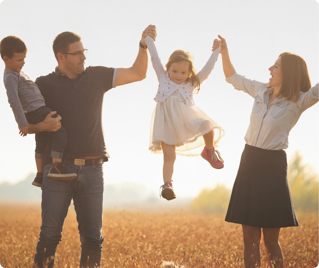 Family enjoying time in a field